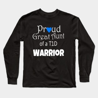 Proud Great Aunt - White Text - Blue Heart Long Sleeve T-Shirt